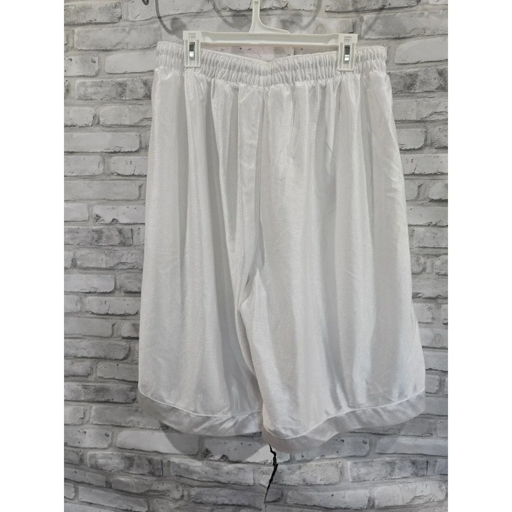 Vtg Jordan Basketball Shorts Shiny Dazzle Baggy Silky White Red 2000s Y2K 2XL